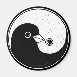 Medium Koelkastmagneet met b/w YinYang vredesduive Magneet