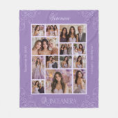 Medium Lavendel 14 Foto Keepsake Quinceañera Fleece Deken (Voorkant)