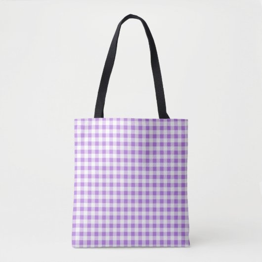 Medium lavendel Paarse en witte gingham check Tote Bag (Voorkant)