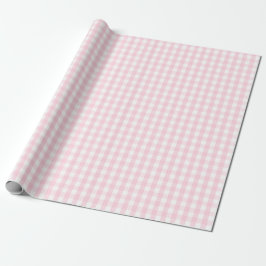 Medium lichtroze en wit gingham pakpapier
