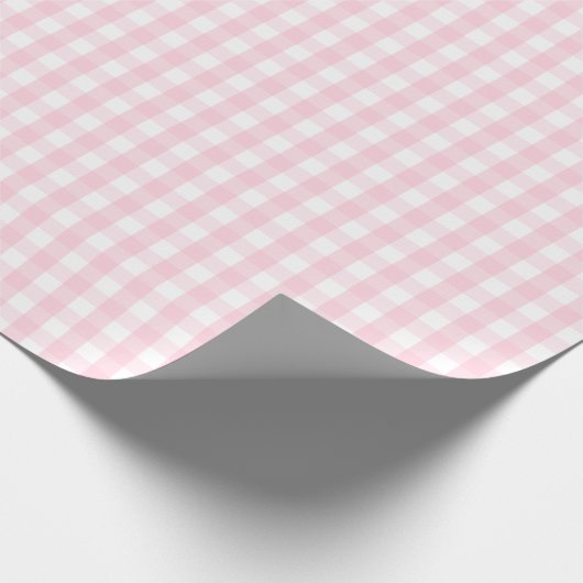 Medium lichtroze en wit gingham pakpapier (Hoek)