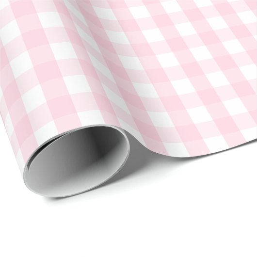 Medium lichtroze en wit gingham pakpapier (Rol Hoek)
