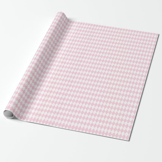 Medium lichtroze en witte harlequin cadeaupapier (Uitgerold)