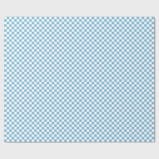 Medium Light Blue en White Checks Wrapping Paper Cadeaupapier (Vlak)