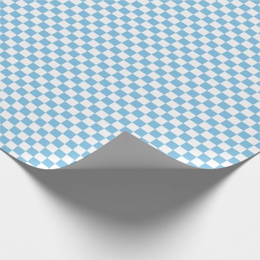 Medium Light Blue en White Checks Wrapping Paper Cadeaupapier (Hoek)