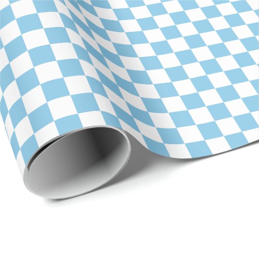 Medium Light Blue en White Checks Wrapping Paper Cadeaupapier (Rol Hoek)