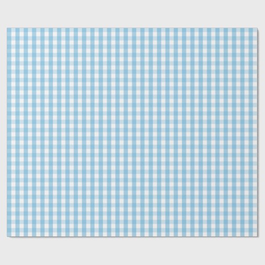 Medium Light Blue en White Gingham Wrapping Paper Cadeaupapier (Vlak)