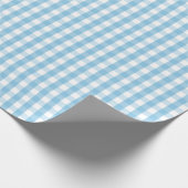 Medium Light Blue en White Gingham Wrapping Paper Cadeaupapier (Hoek)