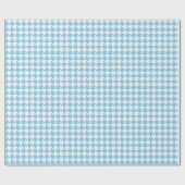 Medium Light Blue en White Houndstooth Cadeaupapier (Vlak)