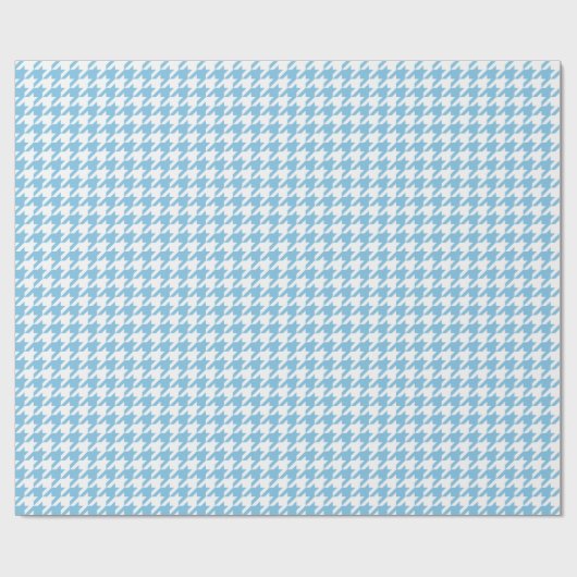 Medium Light Blue en White Houndstooth Cadeaupapier (Vlak)