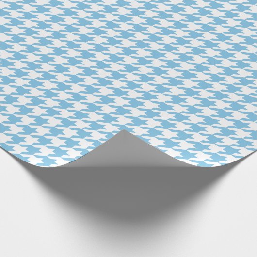 Medium Light Blue en White Houndstooth Cadeaupapier (Hoek)