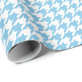 Medium Light Blue en White Houndstooth Cadeaupapier (Rol Hoek)