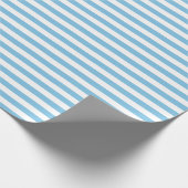 Medium Light Blue en White Stripes Wrapping Paper Cadeaupapier (Hoek)