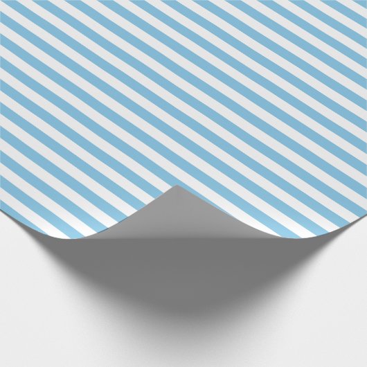 Medium Light Blue en White Stripes Wrapping Paper Cadeaupapier (Hoek)