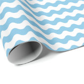 Medium Light Blue en White Waves Wrapping Paper Cadeaupapier (Rol Hoek)