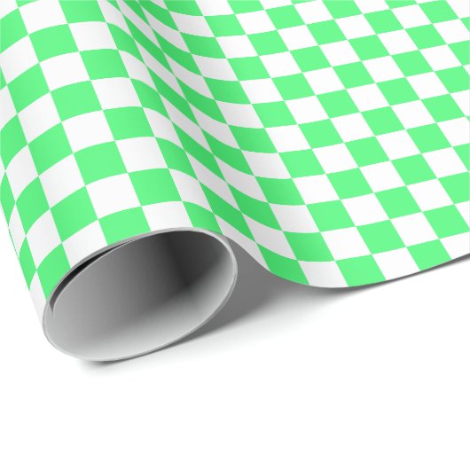 Medium Light Green and White Checks Wrapping Paper Cadeaupapier (Rol Hoek)
