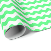 Medium Light Green and White Waves Wrapping Paper Cadeaupapier (Rol Hoek)