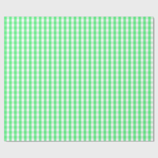 Medium Light Green en White Gingham Cadeaupapier (Vlak)