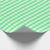 Medium Light Green en White Gingham Cadeaupapier (Hoek)