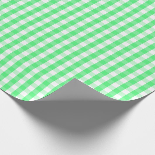 Medium Light Green en White Gingham Cadeaupapier (Hoek)