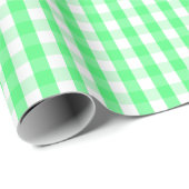 Medium Light Green en White Gingham Cadeaupapier (Rol Hoek)