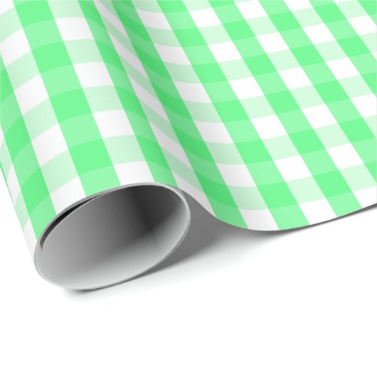 Medium Light Green en White Gingham Cadeaupapier (Rol Hoek)