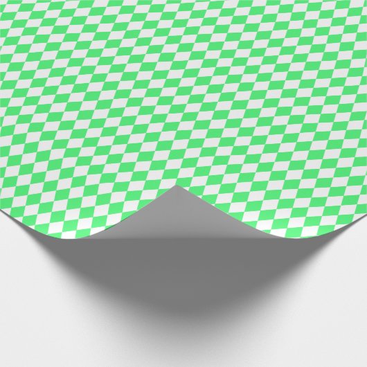 Medium Light Green en White Harlequin Cadeaupapier (Hoek)