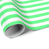 Medium LightGreen en White Stripes Wrapping Paper Cadeaupapier (Rol Hoek)