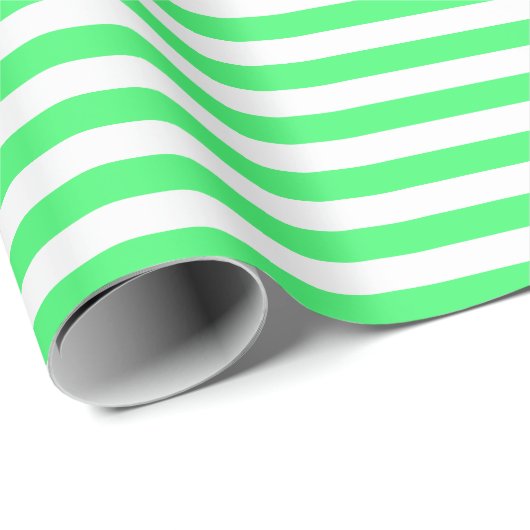 Medium LightGreen en White Stripes Wrapping Paper Cadeaupapier (Rol Hoek)