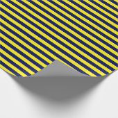 Medium marineblauw- en gele stripes omslagpapier cadeaupapier (Hoek)