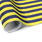 Medium marineblauw- en gele stripes omslagpapier cadeaupapier (Rol Hoek)