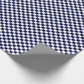 Medium marineblauw en wit cheques ompakken papier (Hoek)