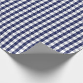 Medium marineblauw en wit gingham pakpapier (Hoek)