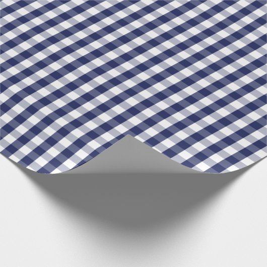 Medium marineblauw en wit gingham pakpapier (Hoek)