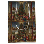 Medium Nativity Santa Christmas Gift Bag Cadeauzakje (Achterkant)