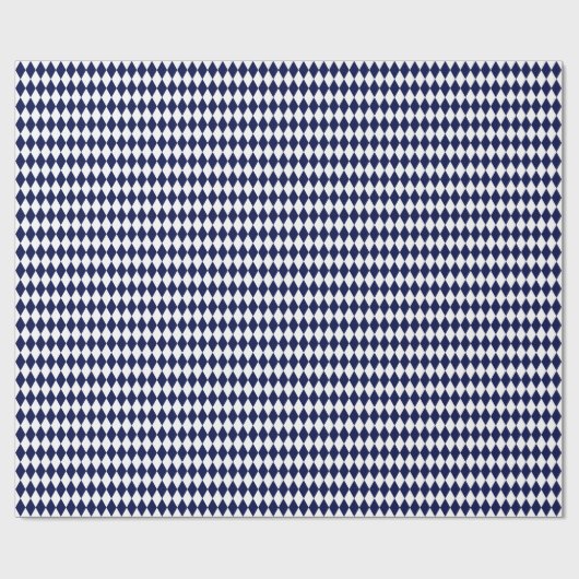 Medium Navy Blue en White Harlequin Cadeaupapier (Vlak)