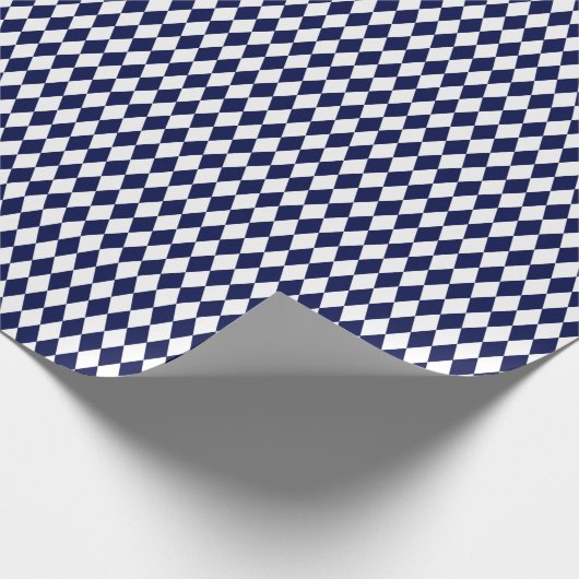Medium Navy Blue en White Harlequin Cadeaupapier (Hoek)