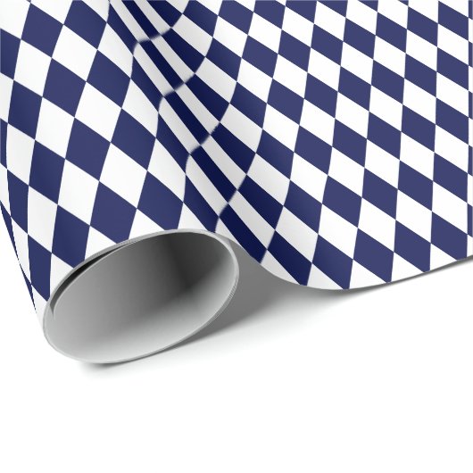 Medium Navy Blue en White Harlequin Cadeaupapier (Rol Hoek)