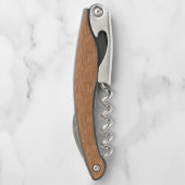 Medium Oak Brown Classy Chic Hout Grain Pattern Kurkentrekker (Achterkant)