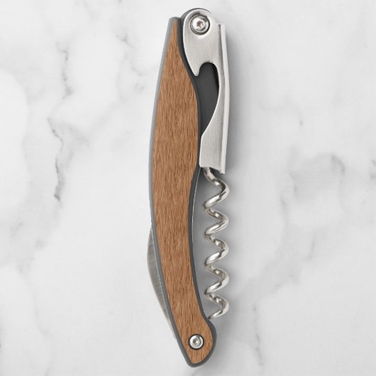 Medium Oak Brown Classy Chic Hout Grain Pattern Kurkentrekker (Achterkant)