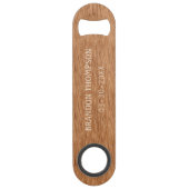 Medium Oak Brown Classy Chic Hout Grain Pattern Speed Flessenopener (Voorkant)