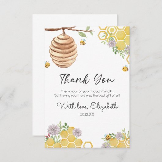 Medium om Vrijgezellenfeest Waterverf bijenkorf te Bedankkaart (Voorkant / Achterkant)