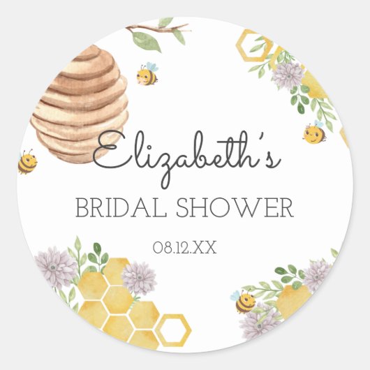 Medium om Vrijgezellenfeest Waterverf bijenkorf te Ronde Sticker (Voorkant)