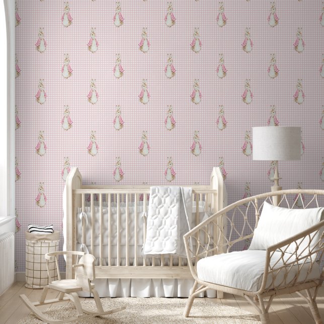 Medium Peter het Konijn Beatrix Pink Gingham Behang (Kinderen)