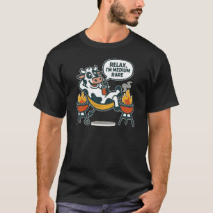 Medium Rare Koe BBQ Humor ontwerp T-shirt