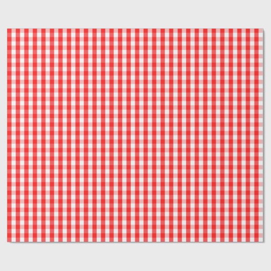 Medium-rood en wit gingham-pakpapier cadeaupapier (Vlak)