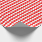 Medium-rood en wit gingham-pakpapier cadeaupapier (Hoek)