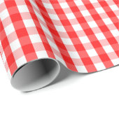 Medium-rood en wit gingham-pakpapier cadeaupapier (Rol Hoek)