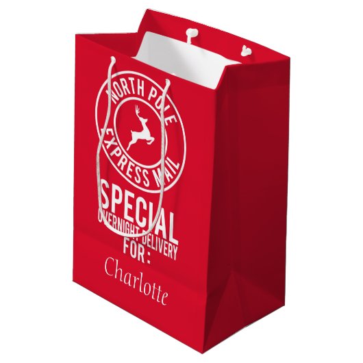 Medium Rood & Wit Noordpool Express Mail Naam Cadeauzakje (Achterkant Gekanteld)