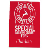 Medium Rood & Wit Noordpool Express Mail Naam Cadeauzakje (Achterkant)